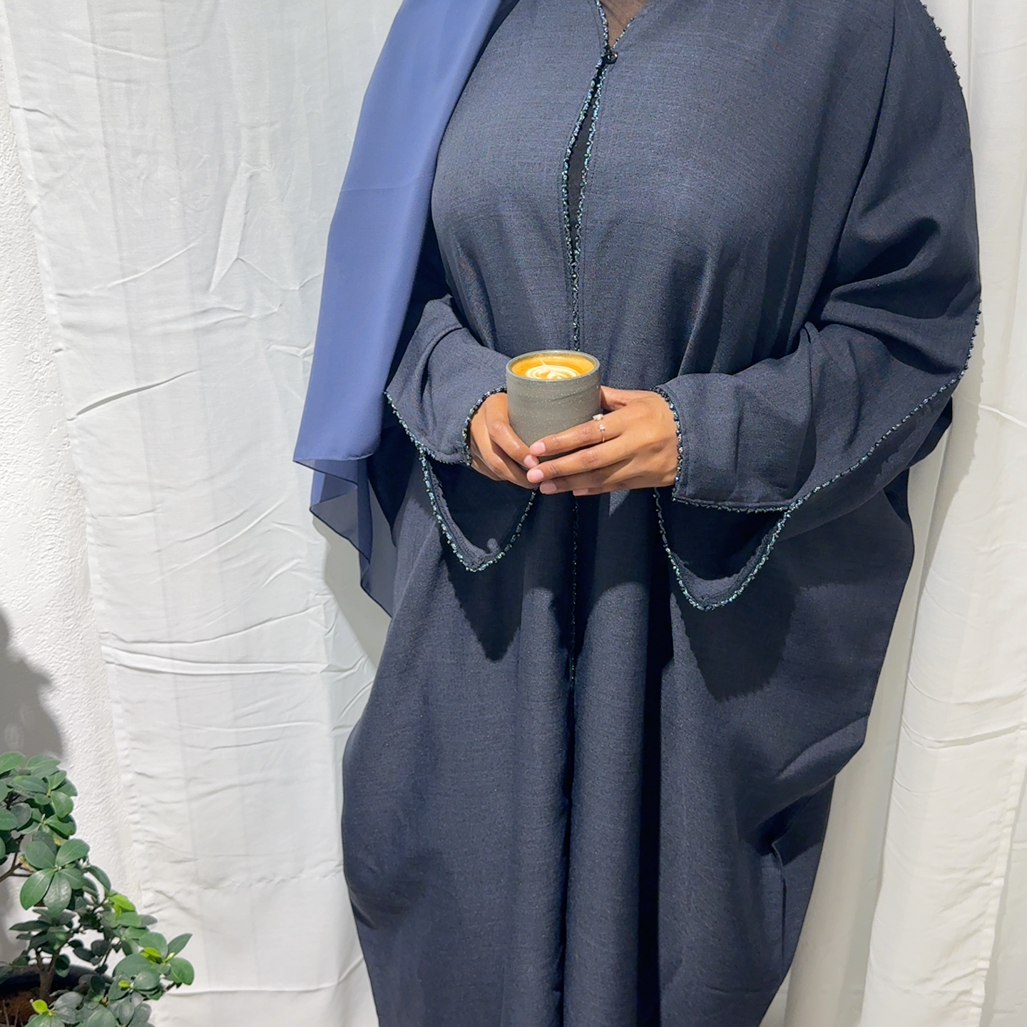 Denim Blue Bisht Abaya