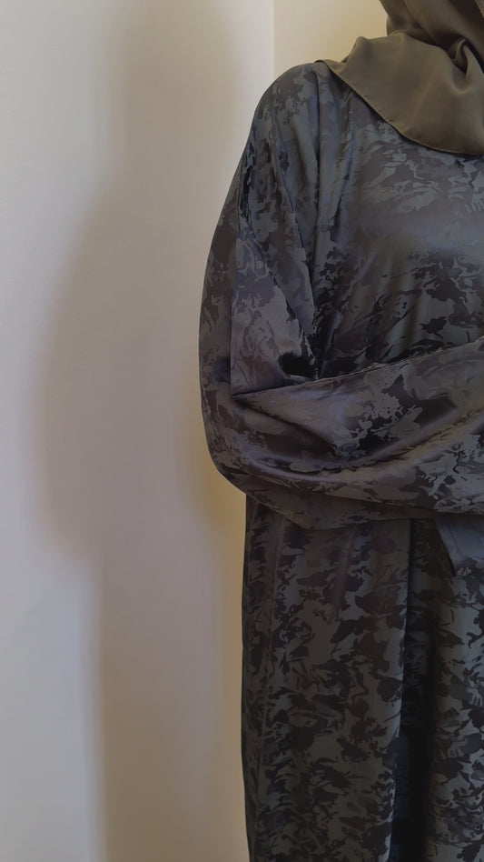 Olive Pattern Jacquard Abaya